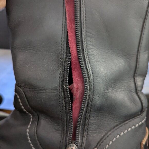 Women's Black and Gray Lace-Up Boots - Picture 10 of 11